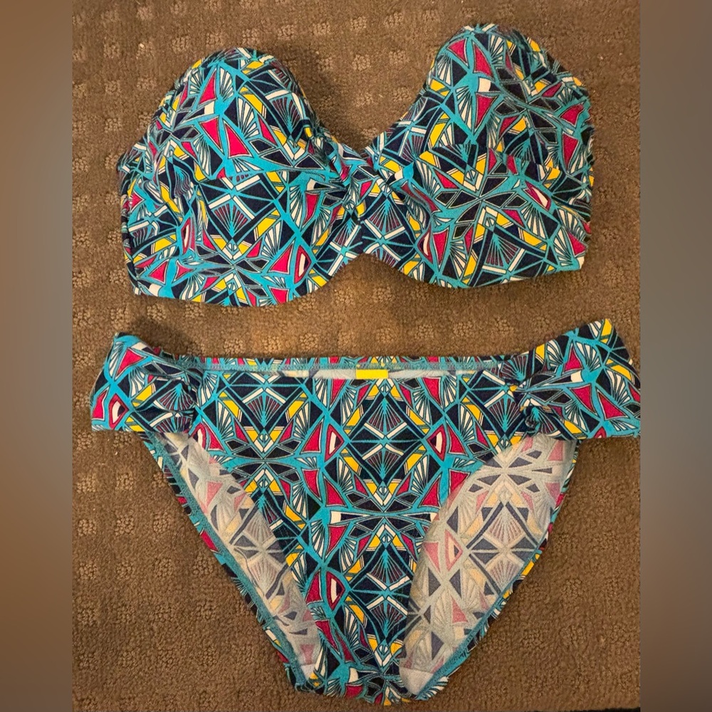 Cleo Swim by Panache Jecca Twist Bandeau Bikini in Aztec Print 32DDsmallbottoms